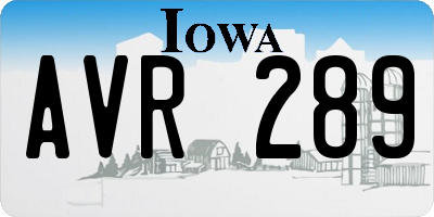 IA license plate AVR289