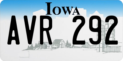 IA license plate AVR292