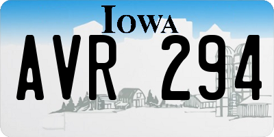 IA license plate AVR294