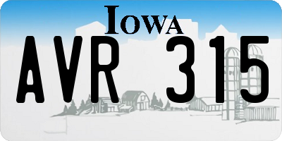 IA license plate AVR315