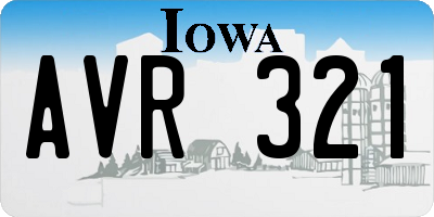 IA license plate AVR321