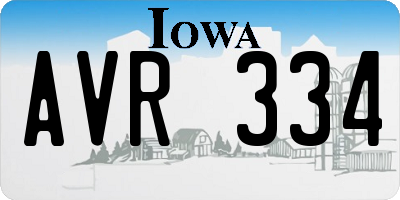 IA license plate AVR334