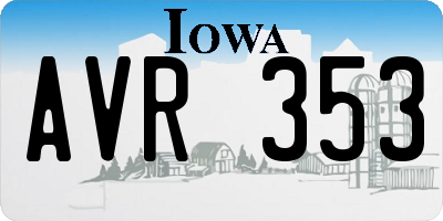 IA license plate AVR353