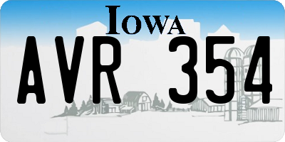 IA license plate AVR354