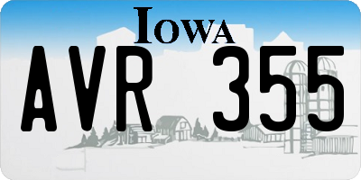 IA license plate AVR355