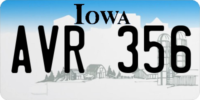 IA license plate AVR356