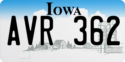 IA license plate AVR362