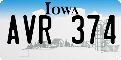 IA license plate AVR374