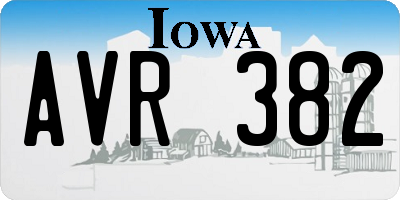 IA license plate AVR382