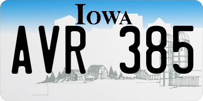 IA license plate AVR385