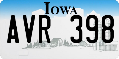 IA license plate AVR398