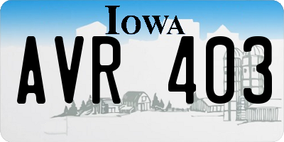 IA license plate AVR403