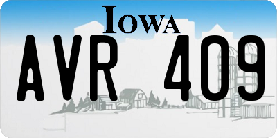 IA license plate AVR409