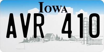 IA license plate AVR410