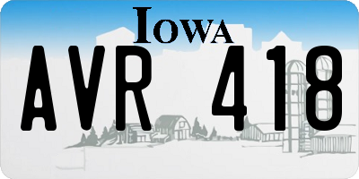 IA license plate AVR418