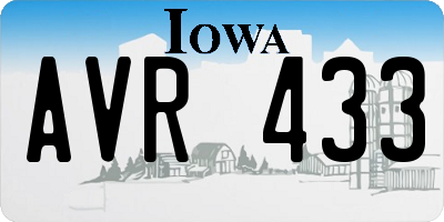 IA license plate AVR433