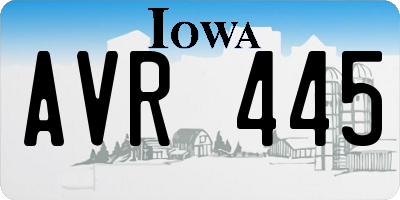 IA license plate AVR445