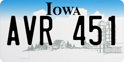 IA license plate AVR451