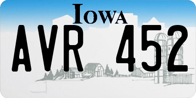 IA license plate AVR452
