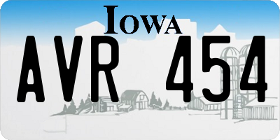 IA license plate AVR454