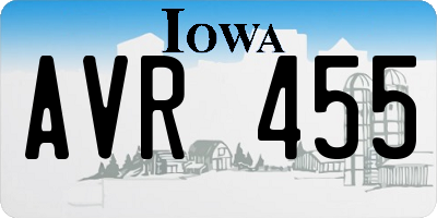 IA license plate AVR455