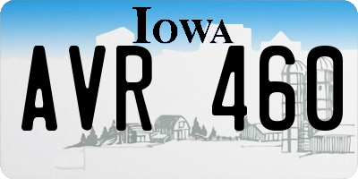 IA license plate AVR460