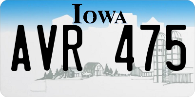 IA license plate AVR475