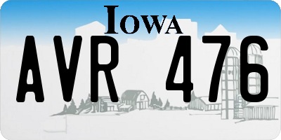 IA license plate AVR476
