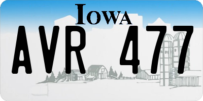 IA license plate AVR477