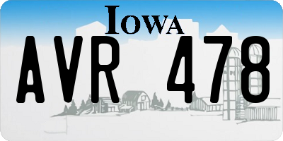 IA license plate AVR478