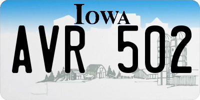 IA license plate AVR502