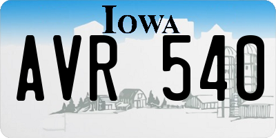IA license plate AVR540