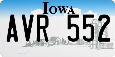 IA license plate AVR552