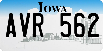 IA license plate AVR562
