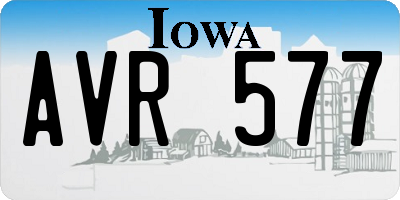 IA license plate AVR577