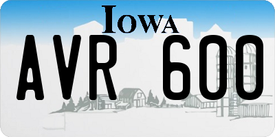 IA license plate AVR600