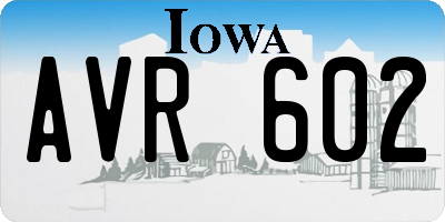 IA license plate AVR602