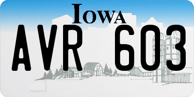 IA license plate AVR603