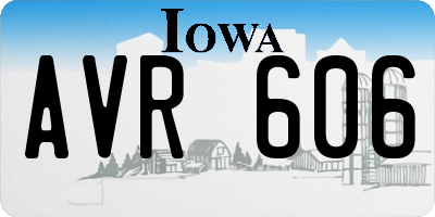 IA license plate AVR606