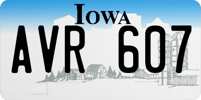 IA license plate AVR607