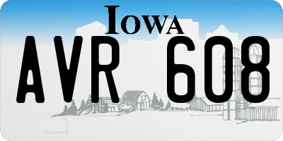 IA license plate AVR608