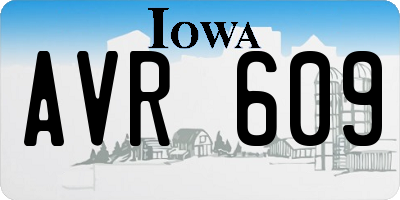 IA license plate AVR609