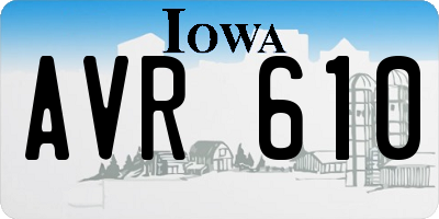 IA license plate AVR610