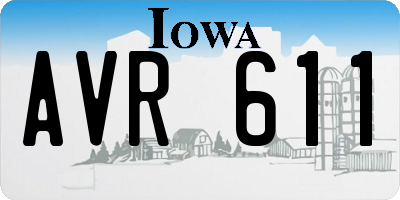 IA license plate AVR611