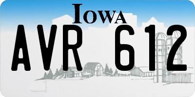 IA license plate AVR612