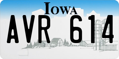 IA license plate AVR614