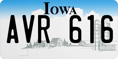 IA license plate AVR616