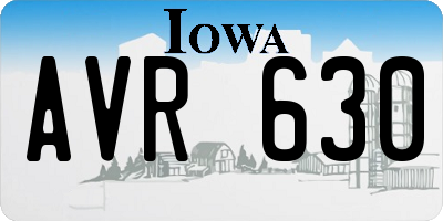 IA license plate AVR630
