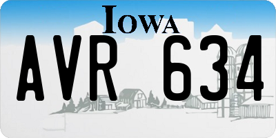 IA license plate AVR634