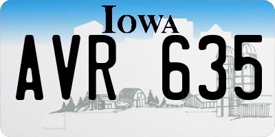 IA license plate AVR635